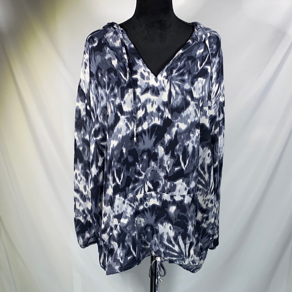 Christopher & Banks Sheer Tie-Dye Hooded Pullover Top Size 2X